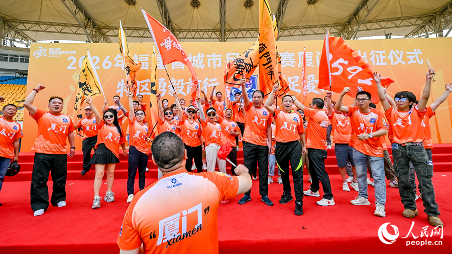 球迷身着统一服装为厦门队加油